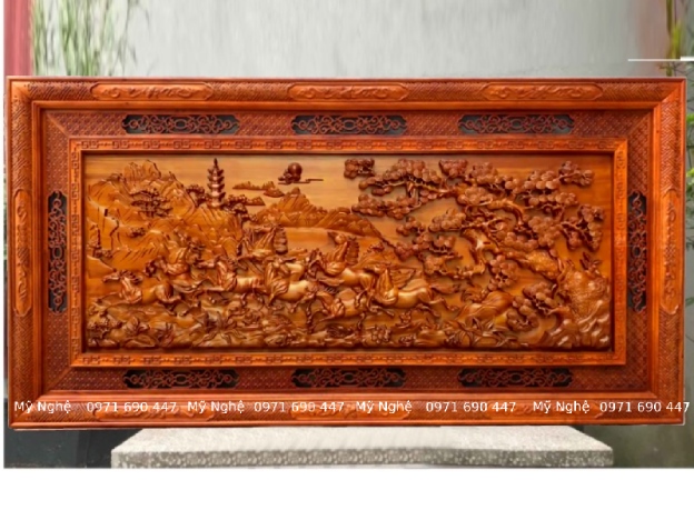Tranh gỗ trang trí phòng khách - Tranh Mã Đáo Thành Công 237x117x6